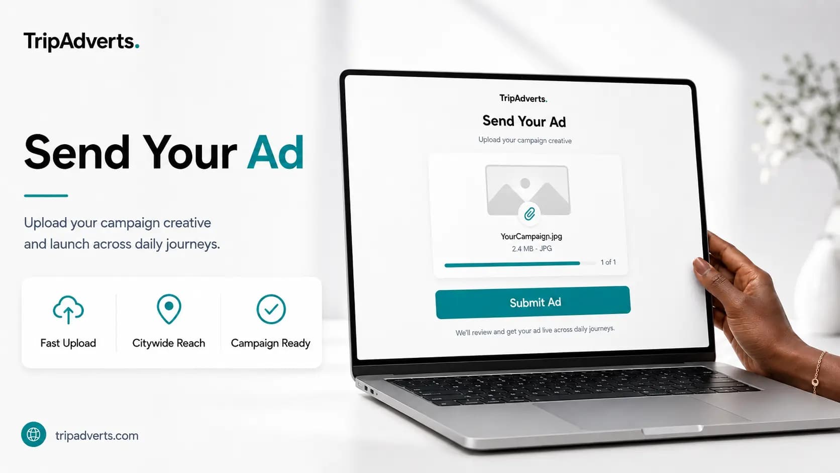Send Your Ad — TripAdverts onboarding step 2
